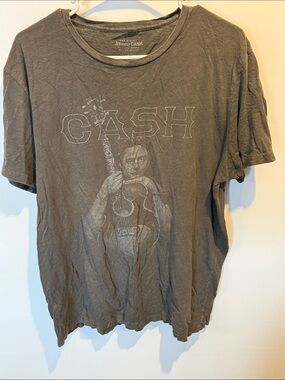 Lucky Brand CASH  Graphic Tee Charcoal Gray Band Shirt Johnny Cash Size: L
